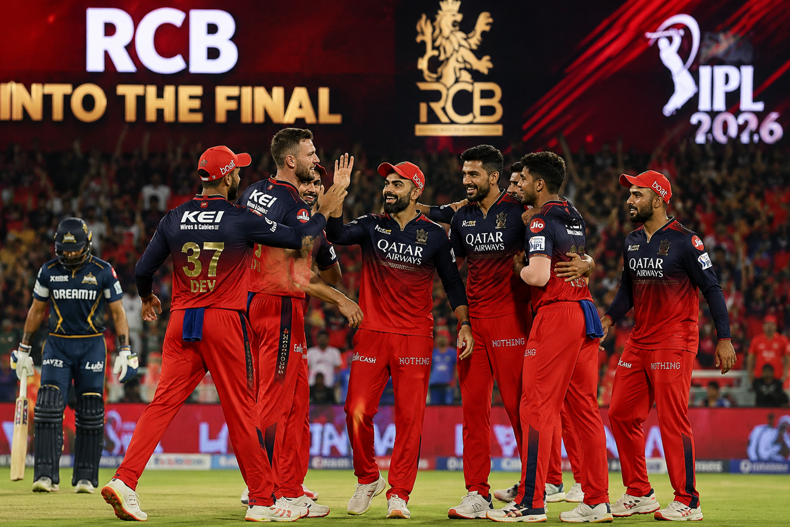 RCB Roar Into IPL 2026 Final with 92-Run Demolition of Gujarat Titans